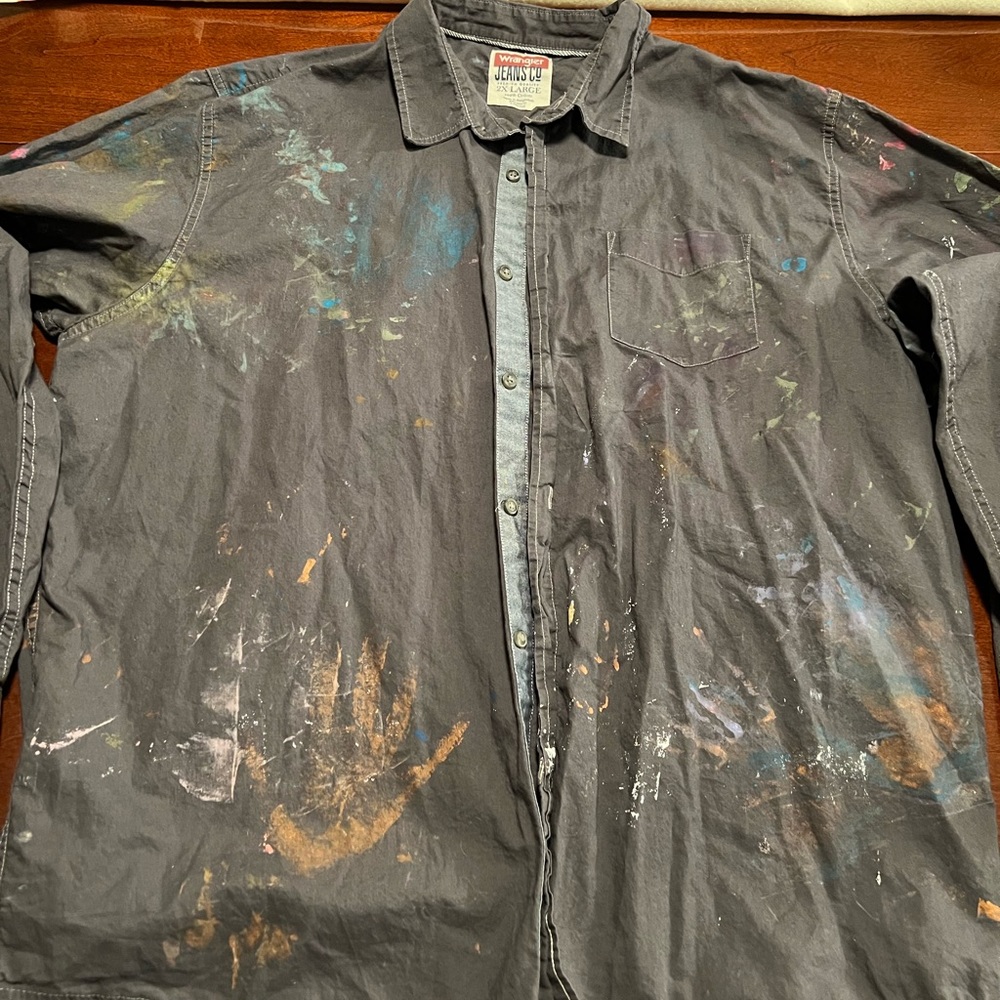 Vintage wrangler jeans long sleeve shirt, custom silkscreened extra large men’s